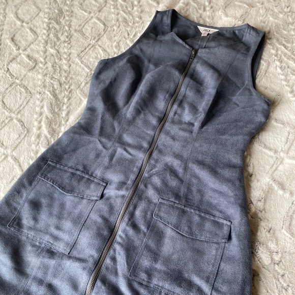 Blue Faux suede zip front dress by BB Dakota - Picture 2 of 8
